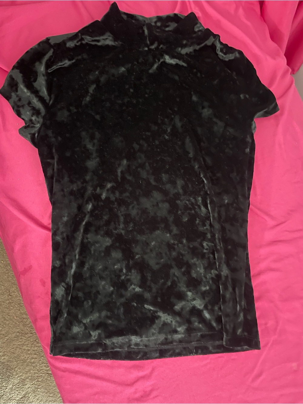 a new day Black Velvet Short-Sleeve Mock Neck Tee